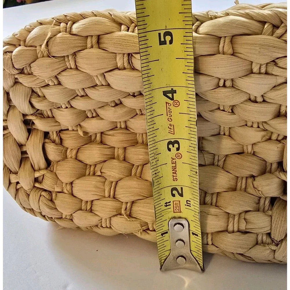 Straw Basket Tote Handbag Shells Lined Resort Golden Girls 80's Retro Beachy GUC